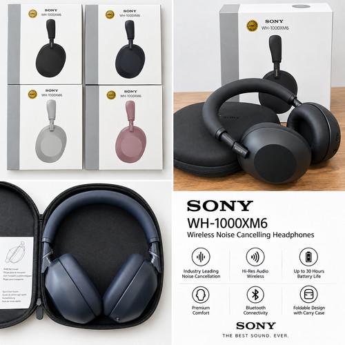 Sony WH-1000XM6 Wireless Headphones Bluetooth Noise Cancelling UK reps. (BLACK)
