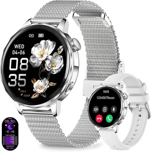 Women's Smart Watch 1.27" Round Dial Call Function Heart Rate IP68 110+ Modes