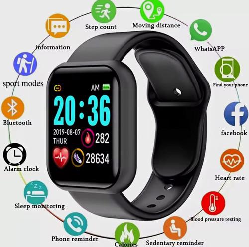 Touchscreen Smartwatch Fitness Tracker HR & Sleep USB Charge Black