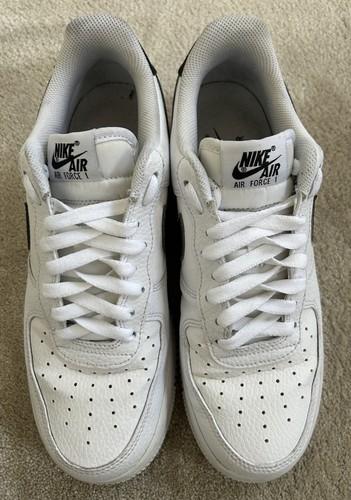 Nike Air Force 1 '07 Low Top Leather Lace-Up Trainers White/Black UK 7