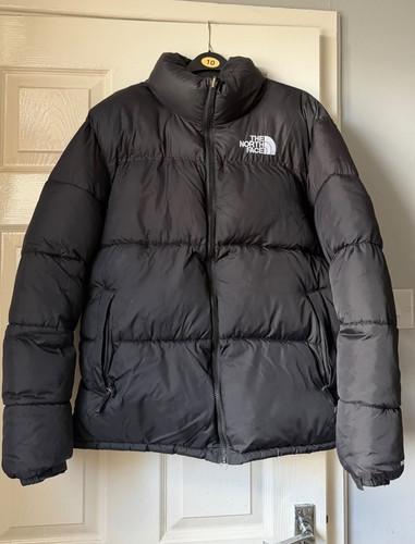 The North Face Nuptse Black Down Puffer Jacket M Zip Pockets Logo