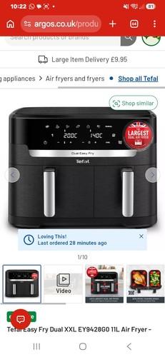 Tefal Easy Fry Dual XXL EY9428G0 11L Air Fryer - Black215/0130