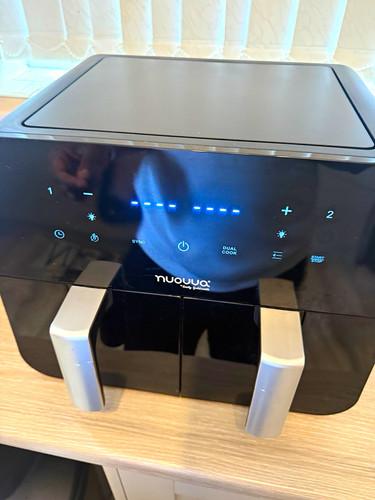 nuovva Dual Basket Air Fryer 1700W 8 Programmes 200°C Timer Black/Silver