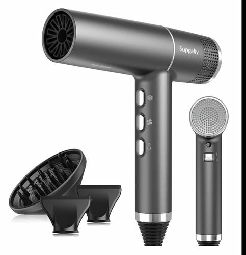 Supgaliy 2000W Professional Ionic Hair Dryer Brushless Motor Diffuser Grey