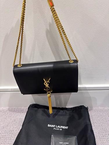 Saint Laurent YSL Small Kate Black Leather Tassel Bag w/ Dust Bag + Box