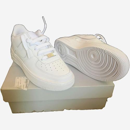 Nike Air Force 1 Low Top White Lace Up Trainers Sneakers Mens UK 3