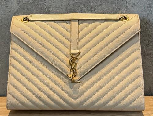Yves Saint Laurent Chevron Quilted Leather Large Envelope Bag
