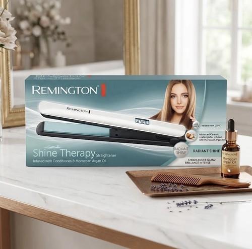 Remington Shine Therapy Hair Straightener - White/Black (S8500)