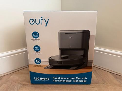 eufy L60 Hybrid Robot Vacuum Cleaner Mop & Self-Empty Station Wood Kitchen Tile